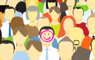 Ideal client profile happy face drawn on faceless avatars
